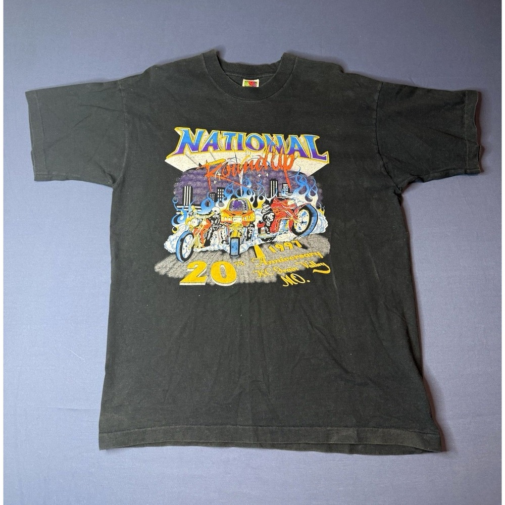 Vintage 1997 National Biker Roundup T Shirt XL Black Angels MC Kansas City USA